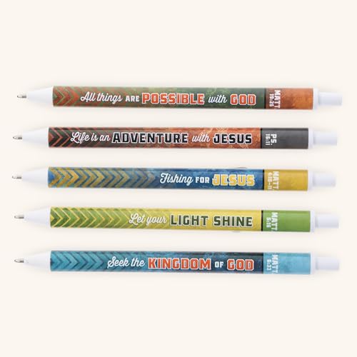 Christian Art Gifts Adventure with Jesus Ballpoint 5 Piece Pen Set - color: Adventure with Jesus/Multicolor