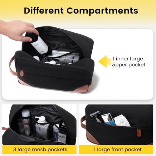 Vorspack Canvas Travel Toiletry Bag for Men, Large, Black - color: Black, size: Large