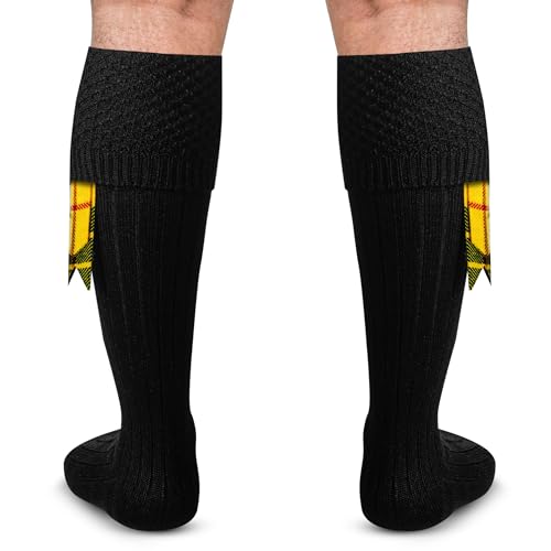 DSS KILTS-Kilt Hose, Tradional Scottish Kilt Scocks Wool Blend, Bubbled Design Kilt Socks for USA Shoe Sizes - color: Black, size: Small