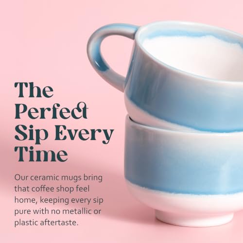 NOVA CERAMICS Handmade Unique Coffee Mug - 16 oz Ceramic Mug - Lagoon - color: Lagoon