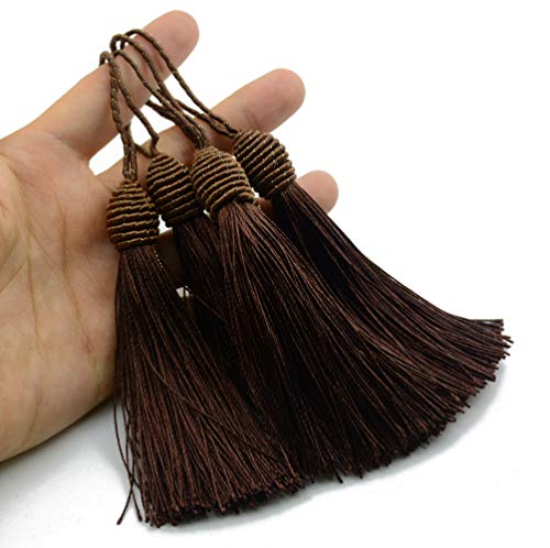 20pcs 6 Inch Silky Tassels with Chinese Knot for DIY Crafts(Dark Coffee) - color: Dark Chocolate