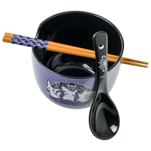 Silver Buffalo Pokémon Ghost Trio Ceramic Ramen Bowl Set, 20oz - color: Pokemon Ghost Pokemon Spoon, size: 20 Ounces (With Spoon)