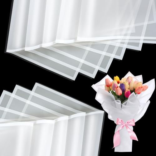 Ctosree 240Sheets Flower Wrapping Paper,Waterproof Korean Bouquet Wrap 23in - color: White