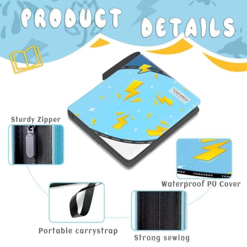 Trading Card Binder 4 Pocket, Card Binder 400 Pockels Card Book Holder Cards with 50 Removable Sleeves, 3-RingZip Design MTG/TCG/Sport Collectible Trading Card Albums Gifls for Boys and Girls (Blue) - color: Blue, size: Small
