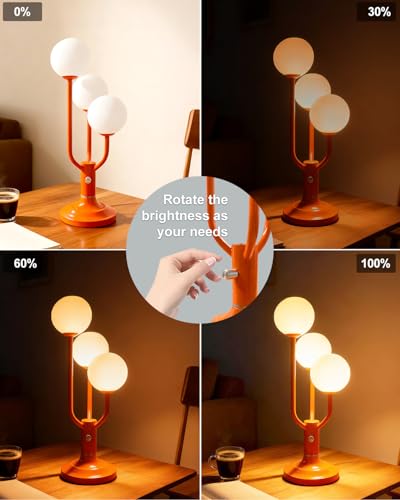 Lightdot Vintage Orange Table Lamp Dimmable Globe Lamp G9 3 Bulbs Included - color: 02-Orange-Globe-3U