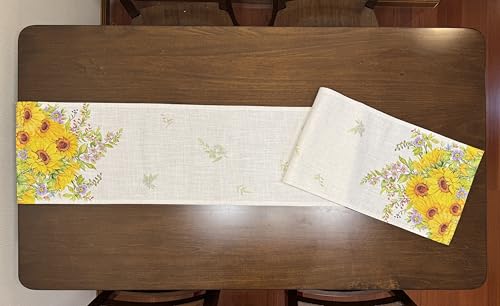Sunflower Floral Leaves Table Runner 70x13 Inches - color: Sunflowers