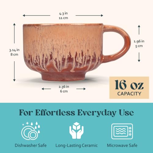 NOVA CERAMICS Pottery Style Coffee Mug - 16 oz Ceramic Mug - Jupiter - color: Jupiter