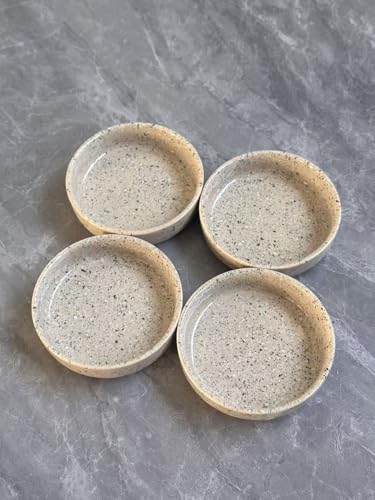 4 Pack Soy Sauce Dish, Ceramic Dipping Bowls 3.5inch, Small Side Dishes for Dips Appetizer Snacks Condiments, Dishwasher & Microwave Safe,Khaki - color: Khaki