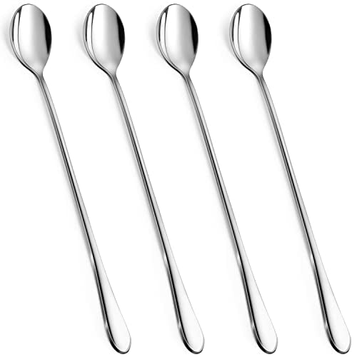 Rainspire 9-Inch Long Coffee Spoons for Coffee Bar, Coffee Stirrers Ice Cream Spoon Tea Spoons Stainless Steel Long Spoon for Cocktail Stirring Iced Tea, Coffee Bar Accessories, 4 Pack - style: 4-Pack