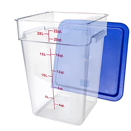 Tiger Chef 22 Quart Commercial Grade Clear Food Storage Square Polycarbonate Containers with Blue Lids (4 Pack) - style: 22 Quart