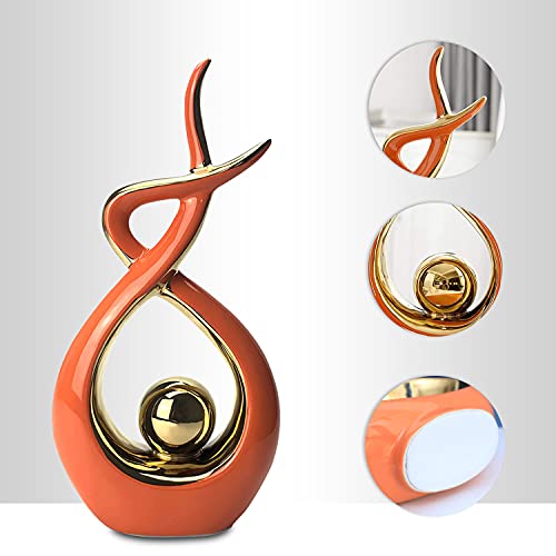 Norrclp Home Decor Modern Abstract Art Ceramic Statue Table Decor (Large) - color: Orange and Gold, size: Large