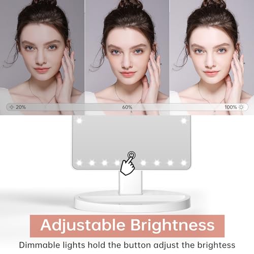 FUNTOUCH Large Lighted Makeup Mirror with Lights (White) - color: White D