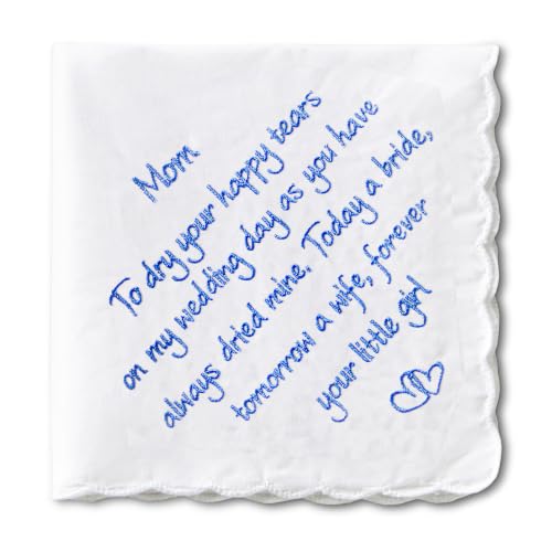 Wedding Handkerchief, Something Blue for Bride, Mother of the Bride Gift - color: Mom