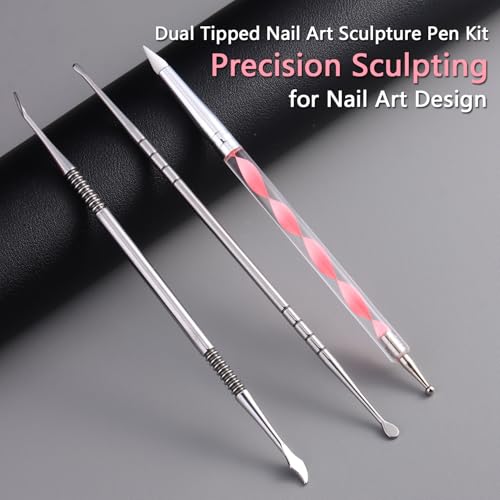 3 Pcs Nail Art Sculpture Pens Dual Tipped Nail Tools