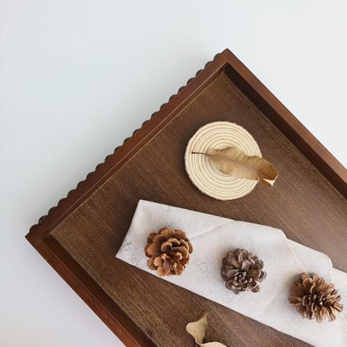 Hrastany Wood Decorative Tray for Coffee Table, Dark Brown - color: Re Dbrown, size: 15.7" x 11.8" x 1.6"