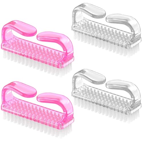Larbois Handle Grip Nail Brush, Hand Fingernail Brush Cleaner Scrubbing Kit Pedicure for Toes and Nails Men Women (4 Pack) - color: Color-17