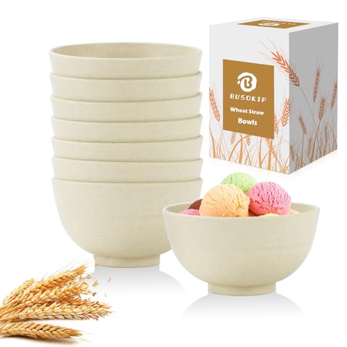 10 OZ Snack Bowl Set of 8, Unbreakable Ice Cream Bowl (Beige) - color: Beige, size: 10 oz