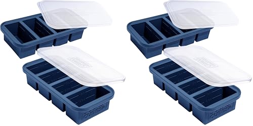 Souper Cubes 1 Cup Silicone Freezer Molds with Lids - Soup Cubes Freezer Tray with Lid - Perfect for Freezing Broth, Rice, Individual Portions, Meal Prepping and More - Blueberry - 4-Pack - color: Blueberry, size: 4-Pack