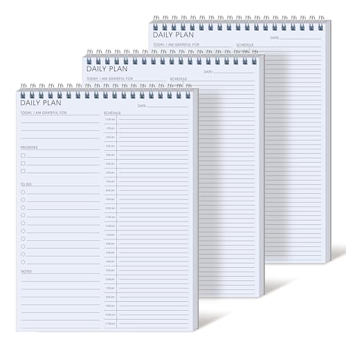 3PC 2Undated 24 Hour Daily Planner with To Do List for Work & Personal Life - color: White-Hourly-B