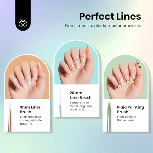 Beetles Nail Art Brushes Set for Gel Polish 8 Pcs - Nail Art Design Pen - color: D-Multicolor-8