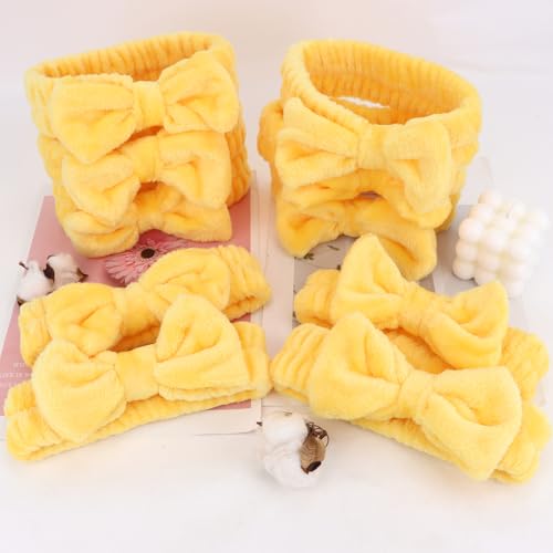 10 Pack Cute Yellow Soft Spa Headbands Bulk for Women Girls - color: Yellow