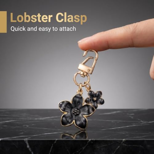 9Pcs Daisy Flower Keychains Gold Alloy Lobster Clasp Bag Charms for Handbags Backpacks Car Keys Women Accessories Set - color: 9-Black
