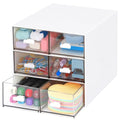 Desk Organizer with 5 Drawers, Rectangular Office Stationery Supplies Desktop Drawers, Plastic Makeup Storage, Suitable for Office, School, Home (White & 6 Drawers) - color: White & 6 Drawers