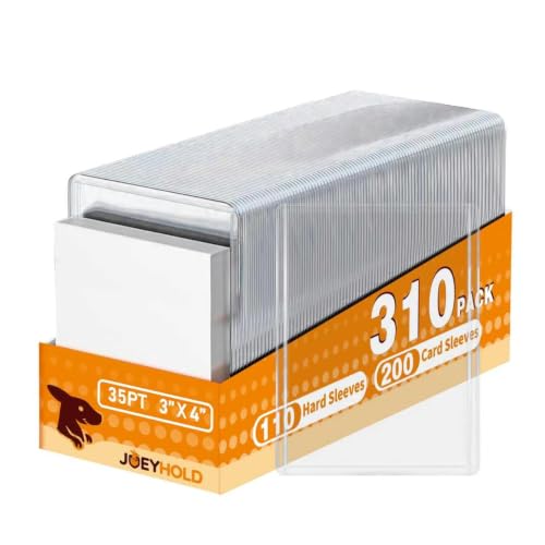 310 PCS Card Sleeves, Premium Plastic Top Loaders for Sports Cards - size: 110 Clear Hard Sleeves + 200 Soft Sleeves