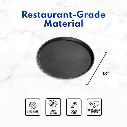New Star Foodservice Non-Slip Tray, Plastic, Rubber Lined, Round, Black, 11-Inch - size: 11 inch