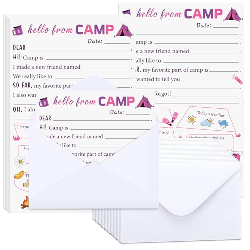 80 Pcs Camp Stationery Paper Envelopes,Cute Pink Girls Style - style: Cute Pink Girls Style