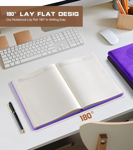 Biuwory Leather Journal Notebook,256 Thick Lined Pages,Hardcover 5.7"×8.3" - color: Purple, size: Lined-256 Pages (5.7"×8.3")