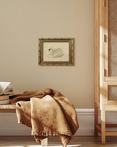 Vodefoad Vintage Swan Gold Framed Wall Art, Classical Swans Canvas Prints, Farmhouse Wall Decor, Rustic Watercolor Swan, Retro Artwork Pictures for Gallery Bedroom Kitchen Office Living Room Bathroom Decor - 9x12Inch - color: Swan, size: 12"L x 9"W