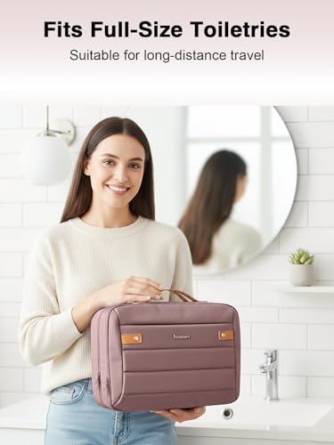 Women's Hanging Toiletry Bag, Waterproof Travel Cosmetic Organizer with Jewelry Storage, Large Capacity Makeup Case for Full-Size Skincare & Bathroom Essentials, Portable Cosmetic kit, Dark Purple - color: Dark Purple