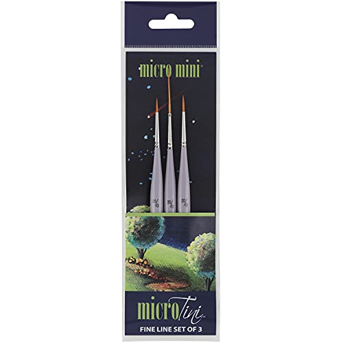 Creative Mark 3 Piece Micro Detail Paint Brush Set, Mini Paintbrushes for Acrylic, Watercolor, Oil, Face, Nail, Scale Model Painting & Line Drawing - size: Fine Line Set (3 Piece)