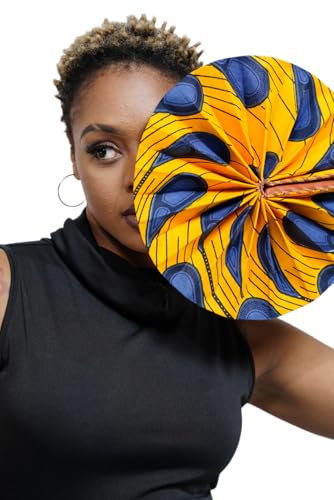 Kente African Print Foldable Hand Fan - color: Khanita