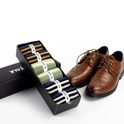Feetalk Odor Resistant Dress Socks for Men Cotton Business Crew Socks Patterned Socks Funny - color: Color S, size: 6-8.5