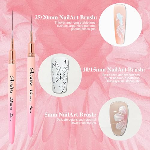 5Pcs Nail Art Brushes Kit, Gradient Pink - color: Gradient Pink