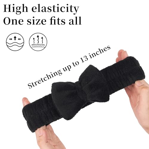 Ayesha Spa Headband and Wristband Set for Washing Face Skincare Makeup - color: Black set