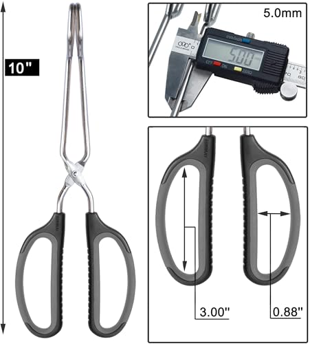 HINMAY Scissor Tongs 10-Inch Stainless Steel Scissor Style Tongs - size: 10"