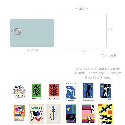 Monolike Day-by-day Card, Henri Matisse Painting ver.1 - Mix 36 Mini Single cards, 36 envelopes, 36 stickers Package - color: Henri Matisse Painting ver.1