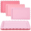 6 Pcs Pink Serving Trays Plastic Food Platters - color: Pink