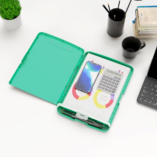Hongri Clipboard with Storage with Pencil Case, 8.5 x 11 Storage Clip Board - color: Green