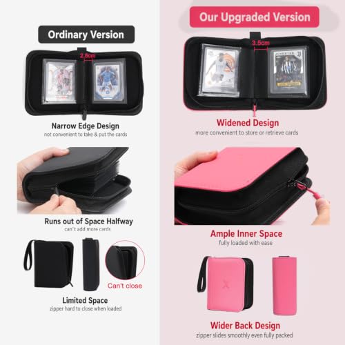 Mini 1 Pocket Top Loader Binder, Upgraded Widened Pages & Spine - color: Pink, size: 1