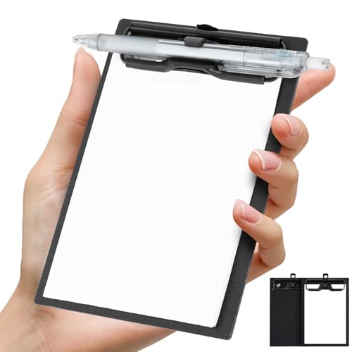 FRETONBA Mini Clipboard 4x6 Inch with Pen Holder, 2 Pack, Black - style: 2Pack-Black