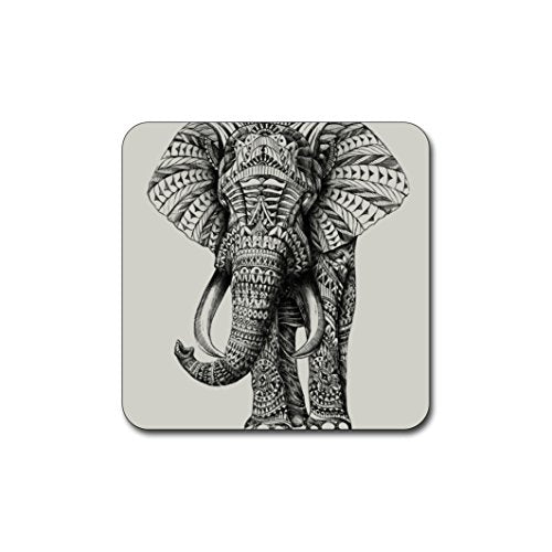 Elephant Pattern Square Coaster Set - Made of Recycled Rubber - Set of 4 - color: Elephant Pattern Square