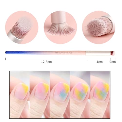6pieces Ombre Nail Brush Wood Nail Pen Ombre Brush for Gel Nails Nail Gradient Brush Nail Design Brushes Nail Painting Kit Nail Art Tools Acrylic Nail Accessories - color: stylish ombre brush