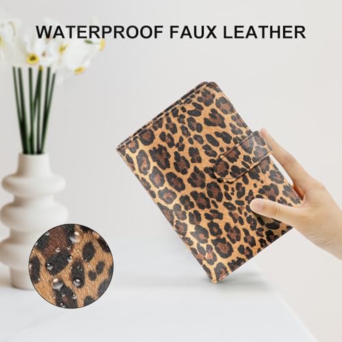 Convend A6/A5 Refillable 6 Ring Faux Leather Binder Cover (Leopard) - color: Leopard Texture, size: Luxe-A6