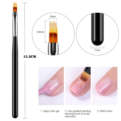 6Pcs Ombre Nail Brush Nail Art Brushes Nail Ombre Brush Nail Gradient Painting Pen Ombre Brush for Gel Nails Acrylic Manicure Brush Nail Art Tools - color: Mix Ombre Brush