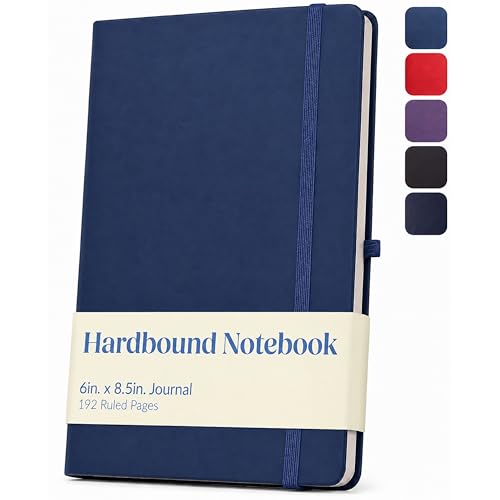 Eccolo Cool Jazz Hardbound Writing Journal, 192-Page Lined Paper, Lay-Flat - color: Navy, size: Medium - (6-x-8.5 Inches)