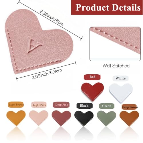 Personalized Leather Heart Bookmark, 26 Letters Customized Corner Book Mark for Reading Women, Book Marker with Initials，Cute Gifts (Light Pink+Deep Pink+Green+Light Brown, V) - color: Light Pink+deep Pink+green+light Brown, size: V